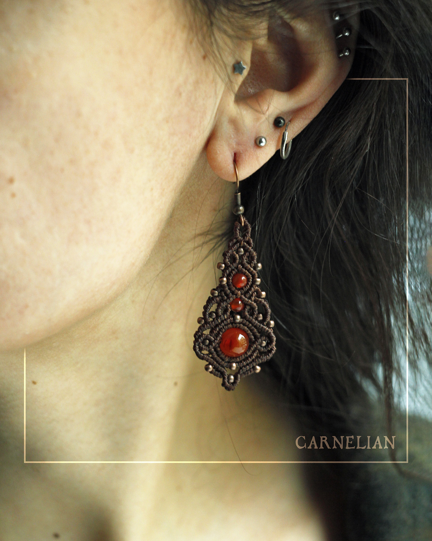 Tusitalka_macrame earrings_narya_brown_carnelian 2