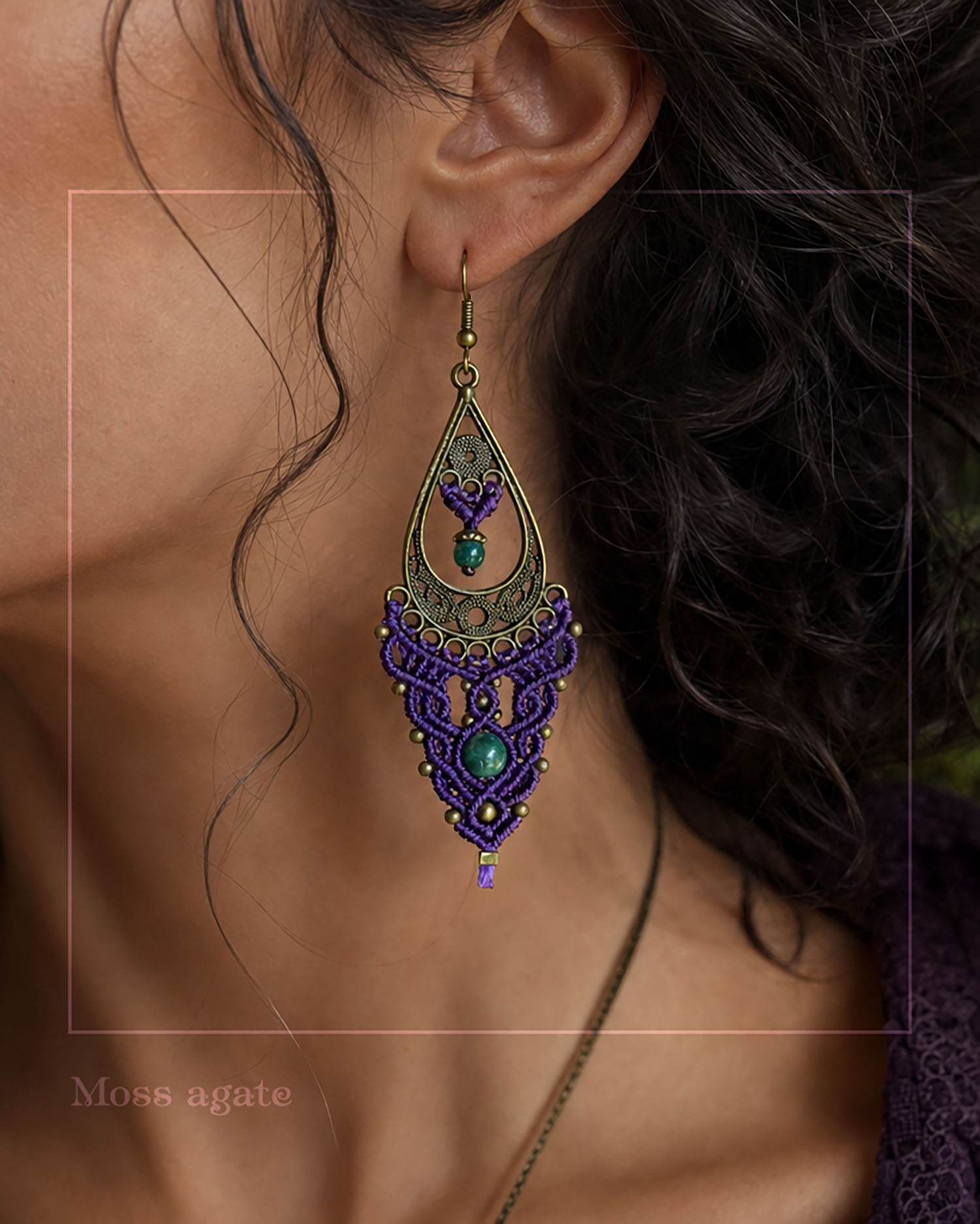Tusitalka_macrame earrings_purple_moss agate 3